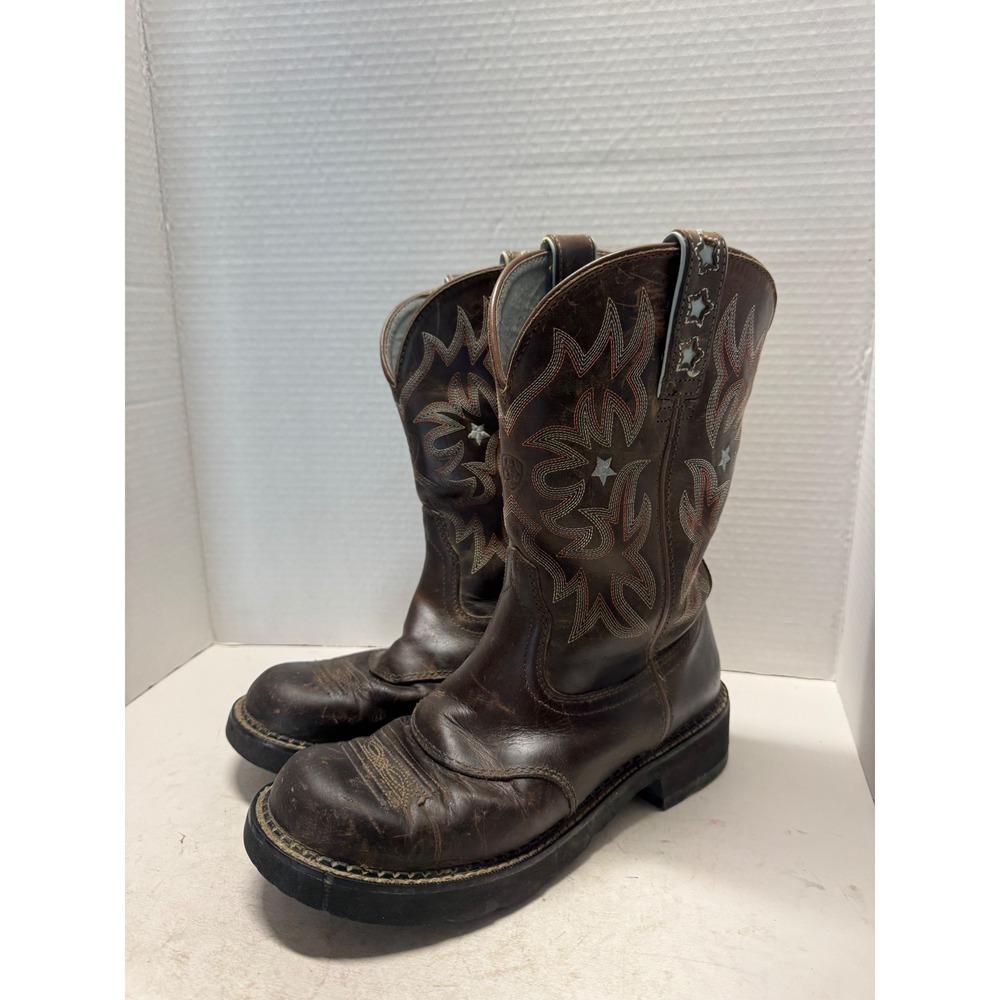 Ariat Probaby Brown Leather Western Cowboy Boots Star Women 9 B 10001132